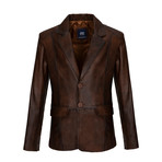 Patched Leather Jacket // Chestnut (M)