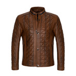 Quilted Leather Jacket // Light Brown (M)