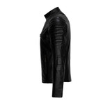 Asymmetrical Zip-Up Leather Jacket // Black (XL)