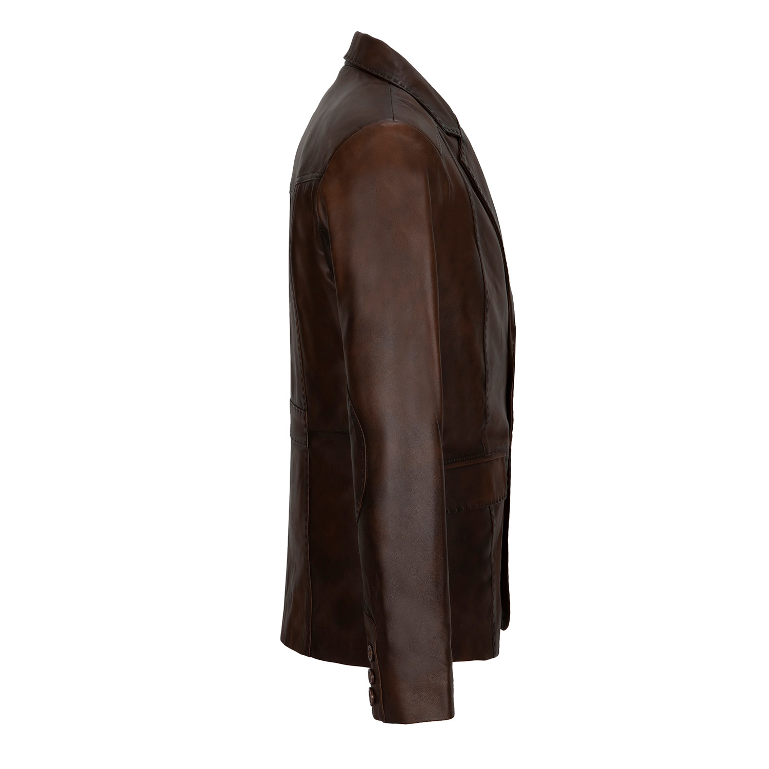 Patched Leather Jacket // Chestnut (2XL) - Paul Parker // Burak ...