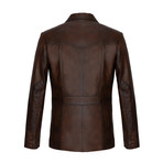 Patched Leather Jacket // Chestnut (L)