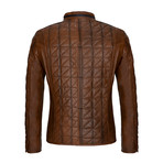 Quilted Leather Jacket // Light Brown (S)