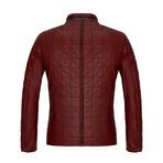 Quilted Leather Jacket // Dark Red (S)