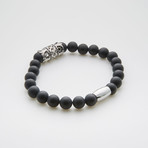 Jean Claude Jewelry // Onyx Beaded Bracelet // Matte Black + Silver