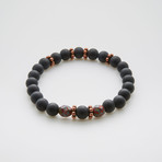 Dell Arte // Tanzanian Onyx + Fire Of Love Beaded Bracelet // Black + Red