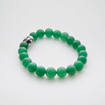Dell Arte // Lucky Buddha + Jade Beaded Bracelet // Green + Silver