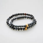 Dell Arte // Snowflake Agate + Onyx Double Wrap Beaded Bracelet // Multicolor