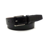 Lennon Plaid Embossed Leather Belt // Black (40"W)