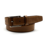 Lennon Plaid Embossed Leather Belt // Tan (32"W)