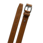Lennon Plaid Embossed Leather Belt // Tan (32"W)