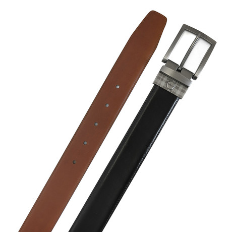 McCartney Reversible Leather Belt // Black + Cognac (32"W)