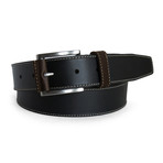 Benjamin Leather Covered Buckle Belt // Black (42"W)