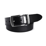 Mason Leather Stitched Reversible Feather Edge Belt // Black + Brown (36"W)