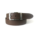 Mason Leather Stitched Reversible Feather Edge Belt // Black + Brown (42"W)