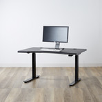 Lander Standing Desk with Ergo Contoured Specialty Top // Carbon Fibers W/ Black Base (71")