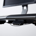 Lander Standing Desk with Ergo Contoured Specialty Top // Carbon Fibers W/ Black Base (71")