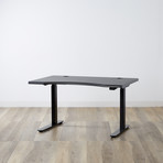 Lander Standing Desk with Ergo Contoured Specialty Top // Carbon Fibers W/ Black Base (71")