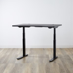 Lander Standing Desk with Ergo Contoured Specialty Top // Carbon Fibers W/ Black Base (71")