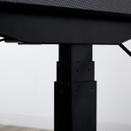 Lander Standing Desk with Ergo Contoured Specialty Top // Carbon Fibers W/ Black Base (71")