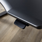 Lander Standing Desk with Ergo Contoured Specialty Top // Carbon Fibers W/ Black Base (71")