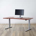 Lander Standing Desk with Ergo Contoured Wood Grain Top // Crossfire Java W/ Silver Base (47")