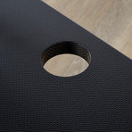 Lander Standing Desk with Ergo Contoured Specialty Top // Carbon Fibers W/ Black Base (71")