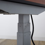 Lander Standing Desk with Ergo Contoured Wood Grain Top // Crossfire Java W/ Silver Base (47")