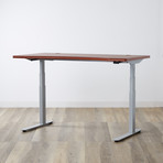 Lander Standing Desk with Ergo Contoured Wood Grain Top // Crossfire Java W/ Silver Base (47")