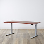 Lander Standing Desk with Ergo Contoured Wood Grain Top // Crossfire Java W/ Silver Base (47")