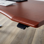 Lander Standing Desk with Ergo Contoured Wood Grain Top // Crossfire Java W/ Silver Base (47")