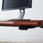 Lander Standing Desk with Ergo Contoured Wood Grain Top // Crossfire Java W/ Silver Base (47")