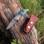 Handmade Damascus Liner Lock Folding Knife // 2735