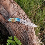 Handmade Damascus Liner Lock Folding Knife // 2735