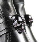Ellis Motorcycle Boots // Black + skull (US: 10)