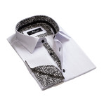 Amedeo Exclusive // Reversible Cuff French Cuff Shirt // Paisley White + Black (XL)
