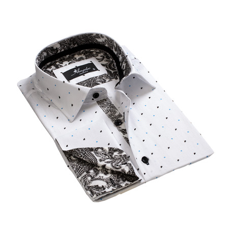 Amedeo Exclusive // Reversible Cuff French Cuff Shirt II // White + Black Paisley (S)