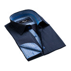Amedeo Exclusive // Reversible Cuff French Cuff Shirt // Dark Blue + Light Blue (L)