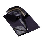 Amedeo Exclusive // Reversible Cuff French Cuff Shirt // Navy Blue Pattern (2XL)