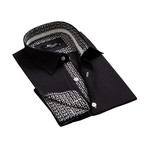 Amedeo Exclusive // Reversible Cuff French Cuff Shirt // Black + Pattern (M)