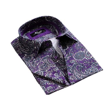 Reversible French Cuff Dress Shirt // Purple Paisley (S)