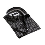 Checkered Print Lined French Cuff Dress Shirt // Style 2 // Black + White (S)