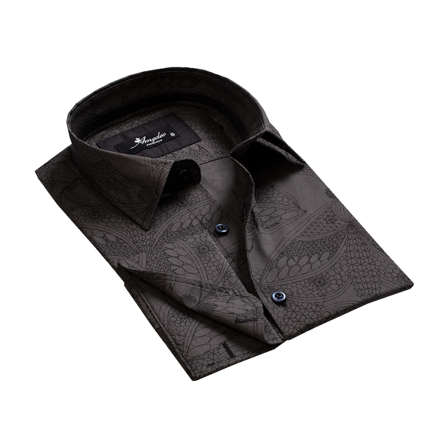 Reversible Cuff French Cuff Shirt // Black Paisley (XL) - Amedeo ...