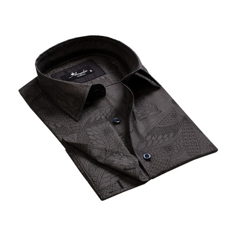 Reversible Cuff French Cuff Shirt // Black Paisley (L)
