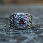 Masonic Signet // Red Cubic Zirconia (9)