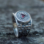 Masonic Signet // Red Cubic Zirconia (12)