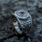 Masonic Signet // Red Cubic Zirconia (13)