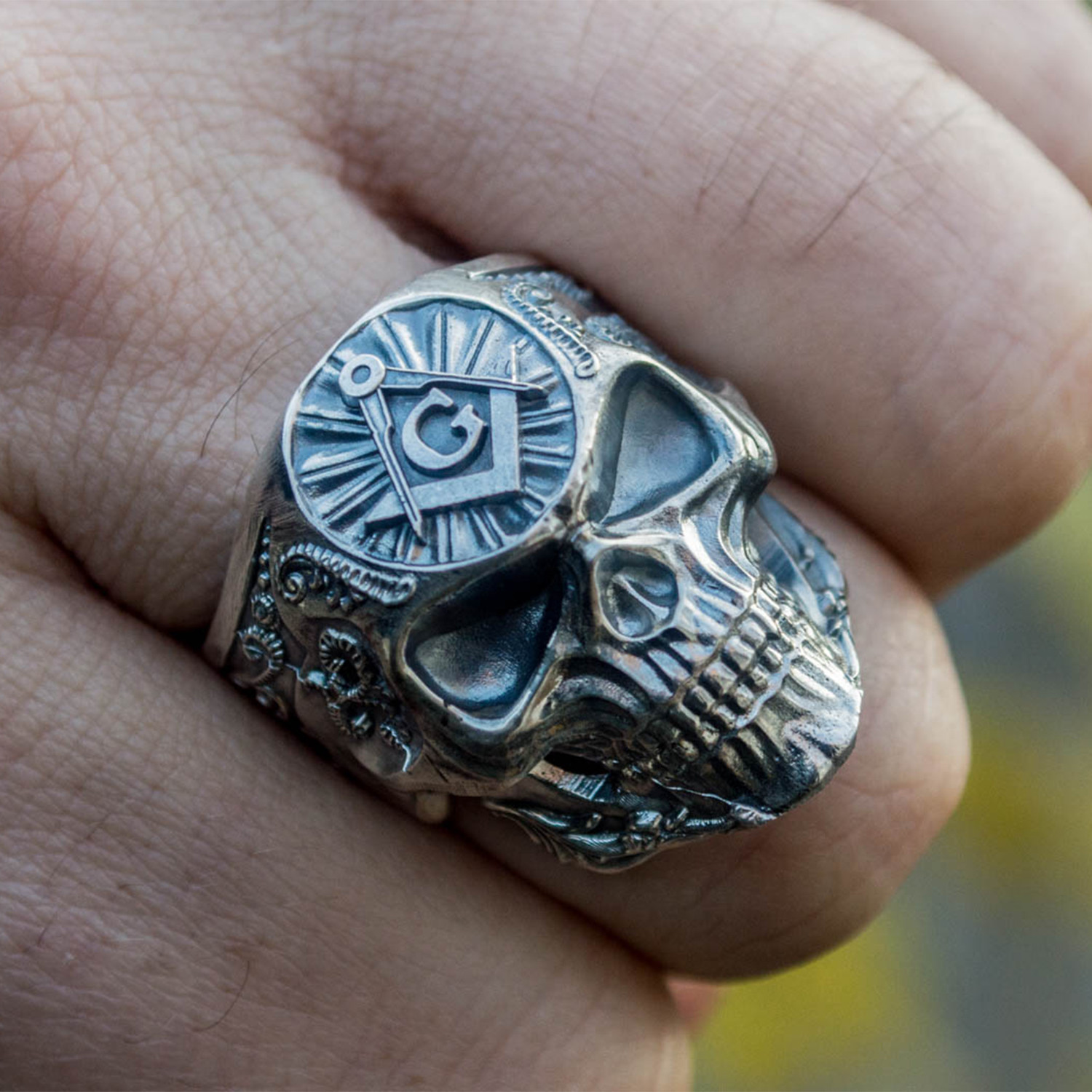 Skull Ring // Masonic Symbol (7) Viking Touch of Modern