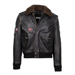 Saint Laurent Paris // Leather Patch Shearling Collar Aviator Jacket // Black (Euro: 46)