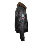 Saint Laurent Paris // Leather Patch Shearling Collar Aviator Jacket // Black (Euro: 46)