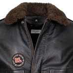 Saint Laurent Paris // Leather Patch Shearling Collar Aviator Jacket // Black (Euro: 46)